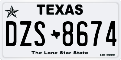 TX license plate DZS8674