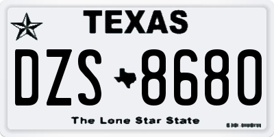 TX license plate DZS8680