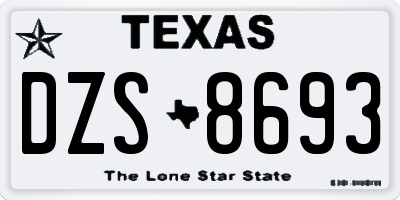 TX license plate DZS8693