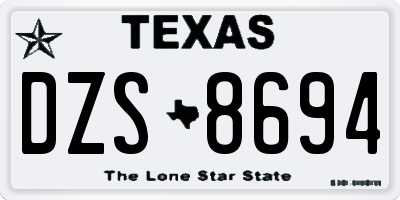 TX license plate DZS8694