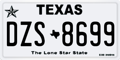 TX license plate DZS8699