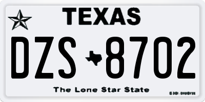 TX license plate DZS8702