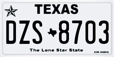 TX license plate DZS8703