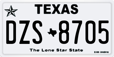 TX license plate DZS8705