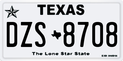 TX license plate DZS8708