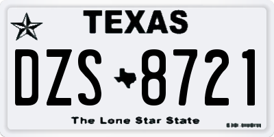TX license plate DZS8721