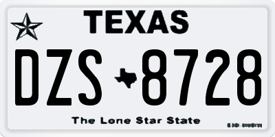 TX license plate DZS8728