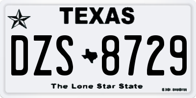 TX license plate DZS8729