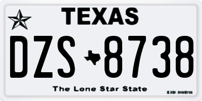 TX license plate DZS8738