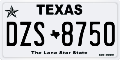 TX license plate DZS8750
