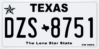TX license plate DZS8751