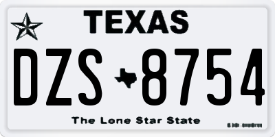TX license plate DZS8754