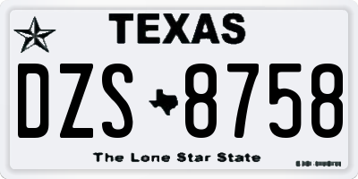 TX license plate DZS8758