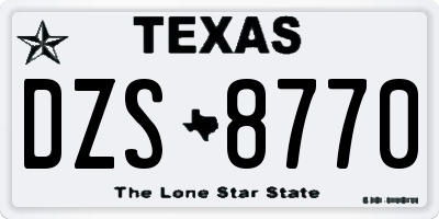 TX license plate DZS8770
