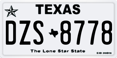 TX license plate DZS8778