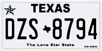 TX license plate DZS8794