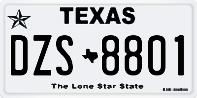 TX license plate DZS8801