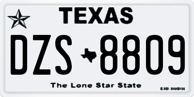 TX license plate DZS8809