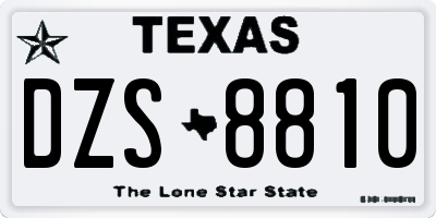 TX license plate DZS8810