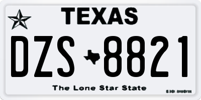TX license plate DZS8821