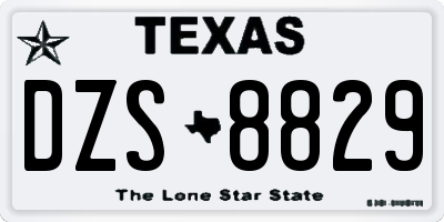 TX license plate DZS8829