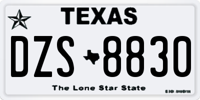 TX license plate DZS8830