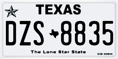 TX license plate DZS8835