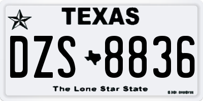 TX license plate DZS8836