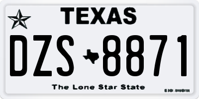 TX license plate DZS8871