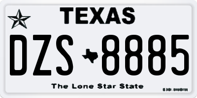 TX license plate DZS8885