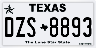 TX license plate DZS8893
