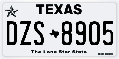 TX license plate DZS8905