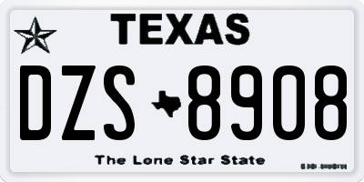 TX license plate DZS8908