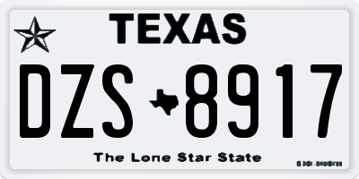 TX license plate DZS8917