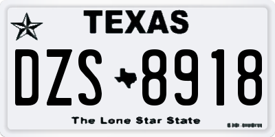 TX license plate DZS8918