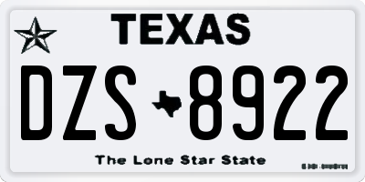 TX license plate DZS8922