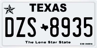 TX license plate DZS8935