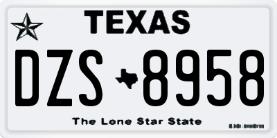 TX license plate DZS8958