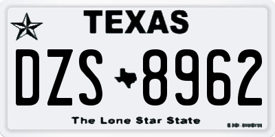 TX license plate DZS8962