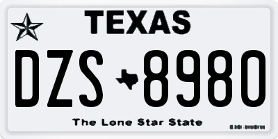TX license plate DZS8980