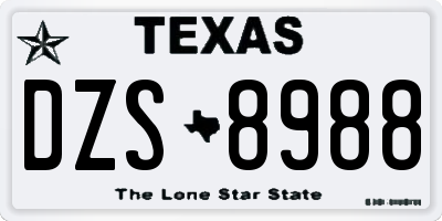 TX license plate DZS8988