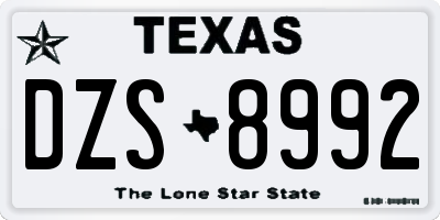 TX license plate DZS8992