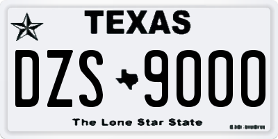 TX license plate DZS9000