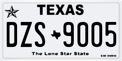 TX license plate DZS9005