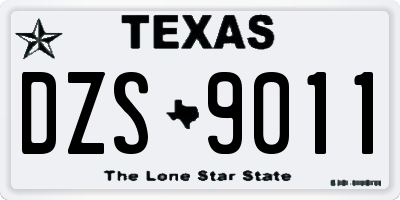 TX license plate DZS9011