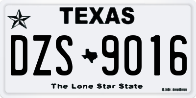 TX license plate DZS9016