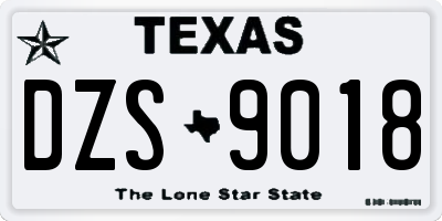 TX license plate DZS9018
