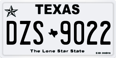 TX license plate DZS9022