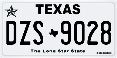 TX license plate DZS9028