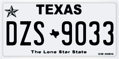 TX license plate DZS9033